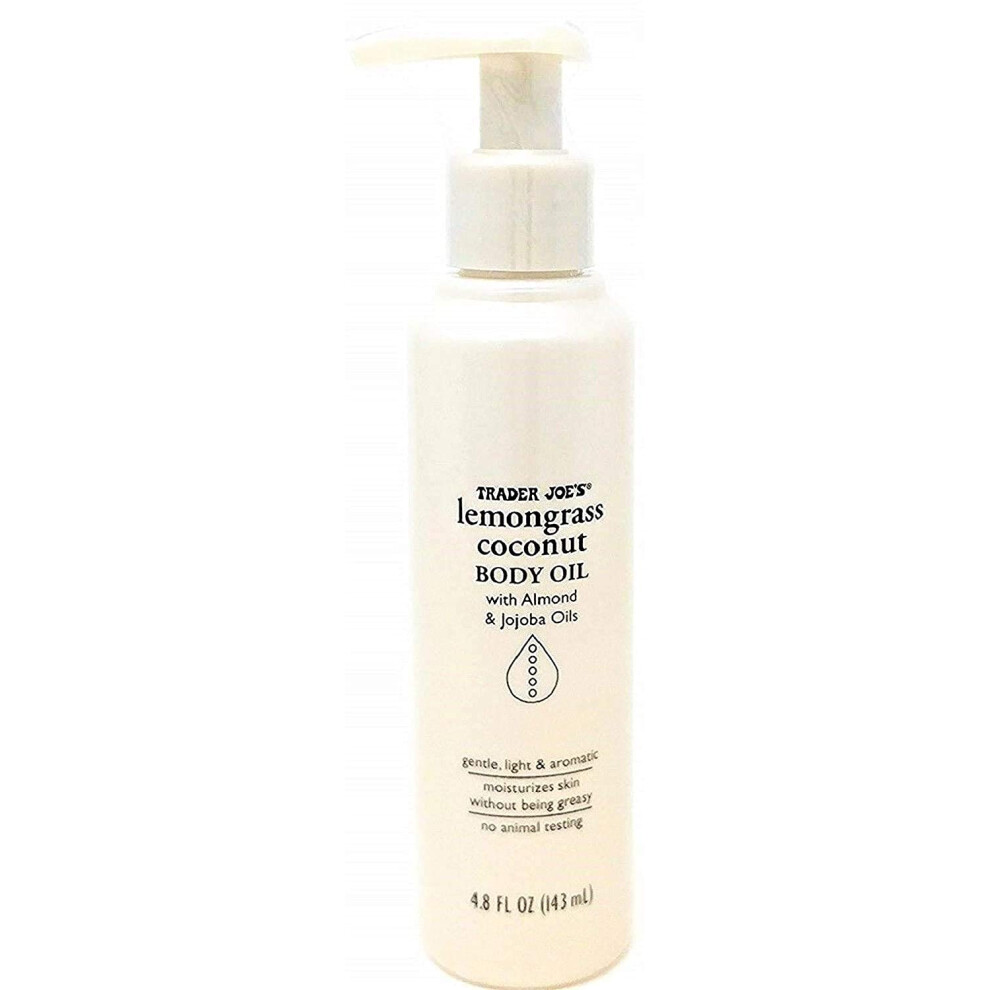 Tj's Trader Joes Lemongrass Coconut Body Oil With Almond And Jojoba Oils 48 Fl Oz