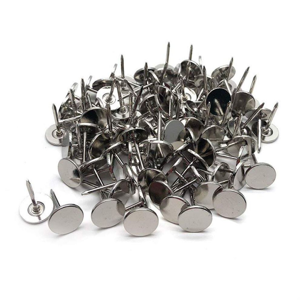 Sydien 100Pcs Flat Head Upholstery Tacks Home Furniture Decor Tacks Upholstery Nails Pushpin Thumb Tacks Silver Tone 11Mmx17mm 665268095979