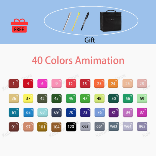 (40 Color Animation) 30/40/60/80 Colors Alcohol Felt Markers Pens Dual ...