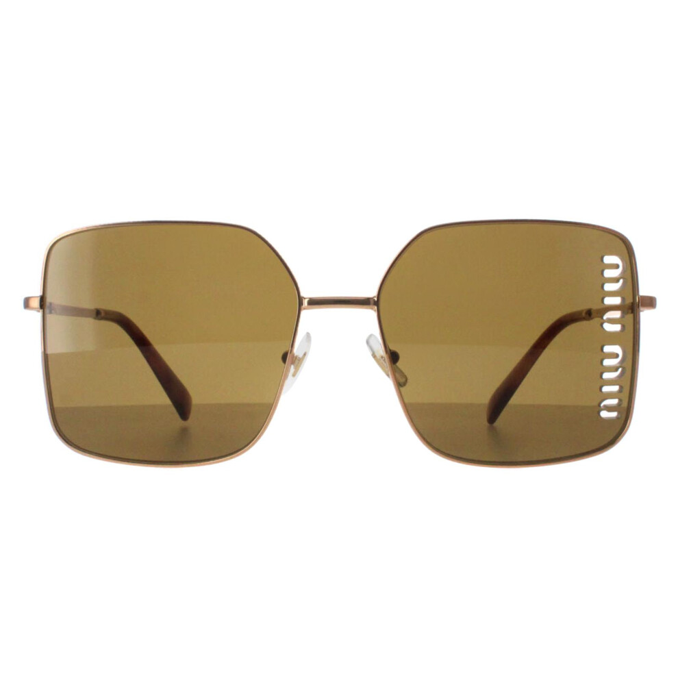 Miu Miu Sunglasses MU51YS 7OE01T Antique Gold Dark Brown