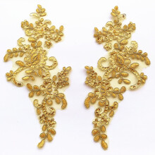 1 pereche de patch-uri din ?esatura din dantela fina, aplica?ie cu ornamente brodate, decorare pentru rochie (galben)