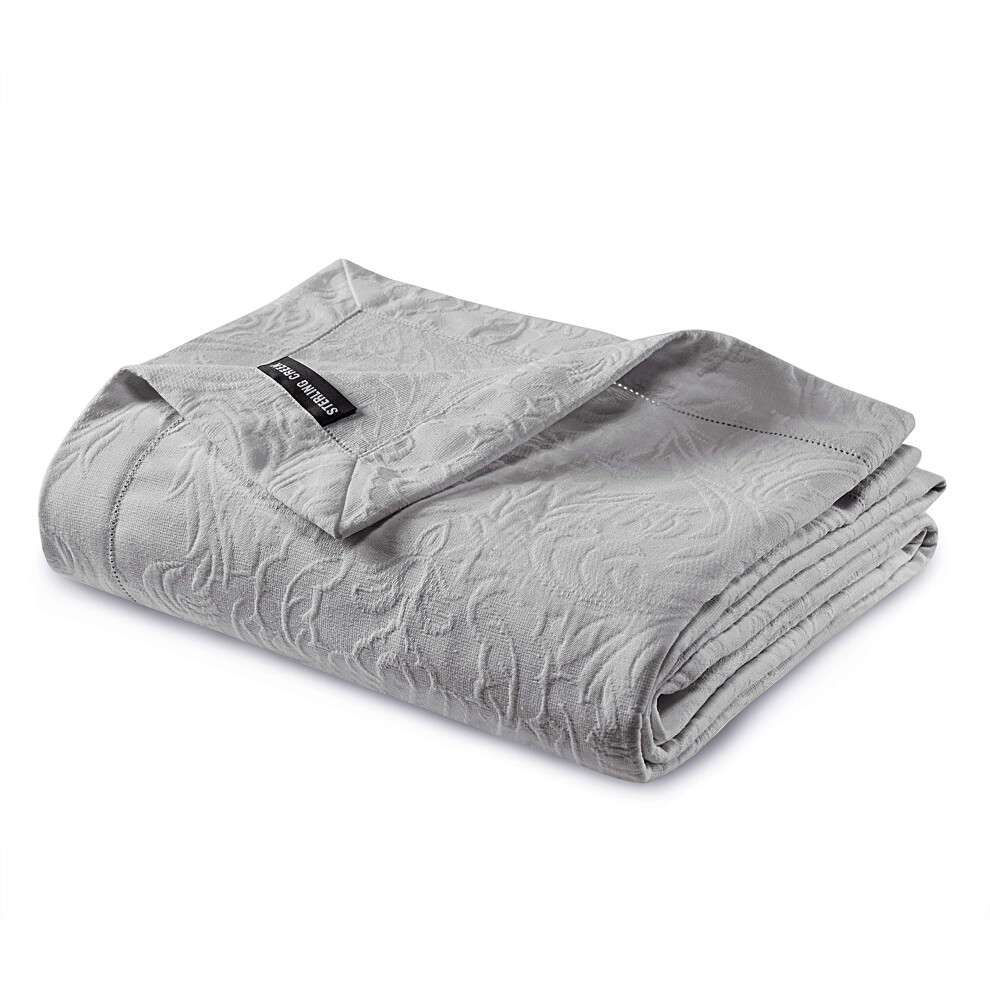 Parure de lit 3 pi   ces Gwen en jacquard tiss    floral     Housse de couette unie (King size gris)