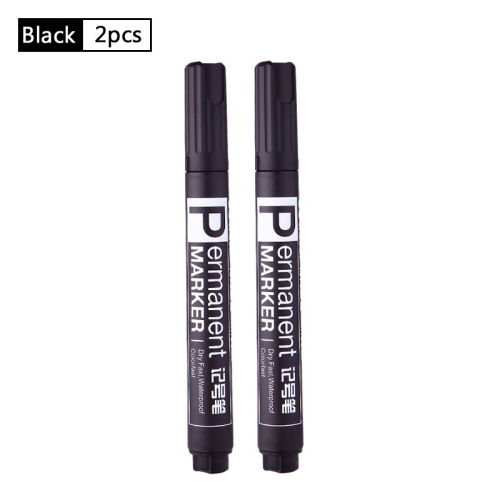 (Black 2pcs) Permanente Marker Pen Waterproof  Thick Head Large