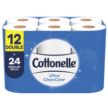 Papier toaletowy Cottonelle Ultra CleanCare 12 podwójnych rolek Mocna chusteczka do kąpieli (12 podwójnych rolek = 24 zwykłe rolki)