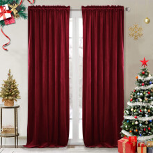 StangH Theater Red Velvet Curtains Christmas Curtains Super Soft Thermal Insulated Window Drapes 84 inches for Living Room Holiday Decorative for Mast