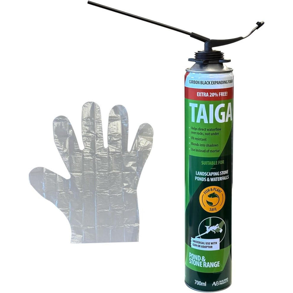 Taiga Black PU Expanding Foam 700ml with Nozzle - Fire-Retardant Pond & Waterfall Sealant, Mildew & Water Resistant, High Bonding & Insulation