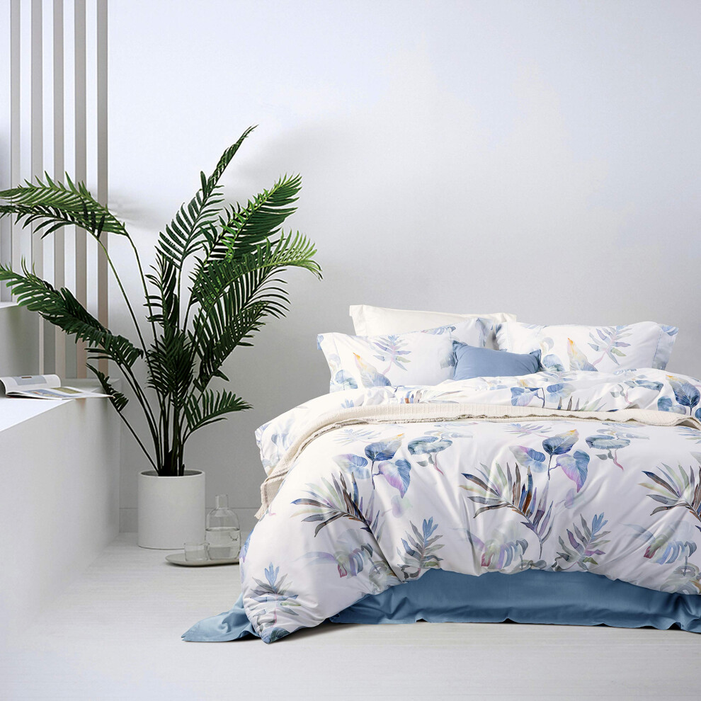 Parure de lit 3 pi   ces en coton     longues fibres 100 % doux et respirant, motif feuilles de palmier, housse de couette imprim   e, ultra douce