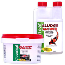 (Blanket Answer 200g & Sludge Answer 250ml) Cloverleaf Blanket & Sludge Answer Blanketweed Pond Weed Water Treatment Bundle