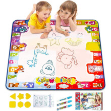 KIZZYEA Zabawka edukacyjna dla dzieci w wieku 2 3 4 5 lat Wodna mata doodle Dzieci Duza mata do kolorowania w neonowych kolorach Swiateczne preze