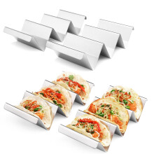 Taco Holder Stand 4 pakker - Rustfrit stål Taco Rack Truck Bakke Stil af Arthome Ovn Safe til bageplade og grill sikkert