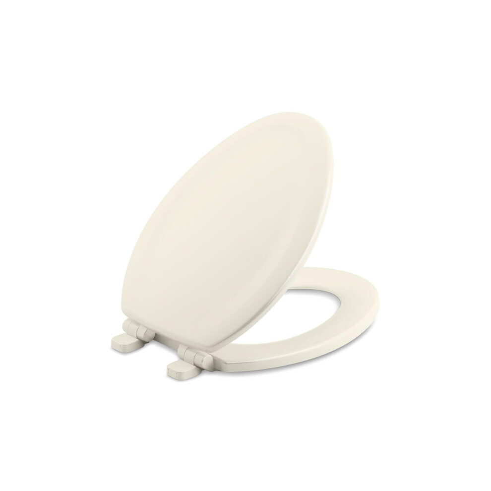 Photos - Toilet Seat Kohler 20466-96 Stonewood Quiet-Close  Elongated Biscuit 