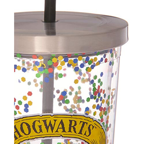 Spoontiques Hogwarts Glitzerbecher mit Strohhalm 2