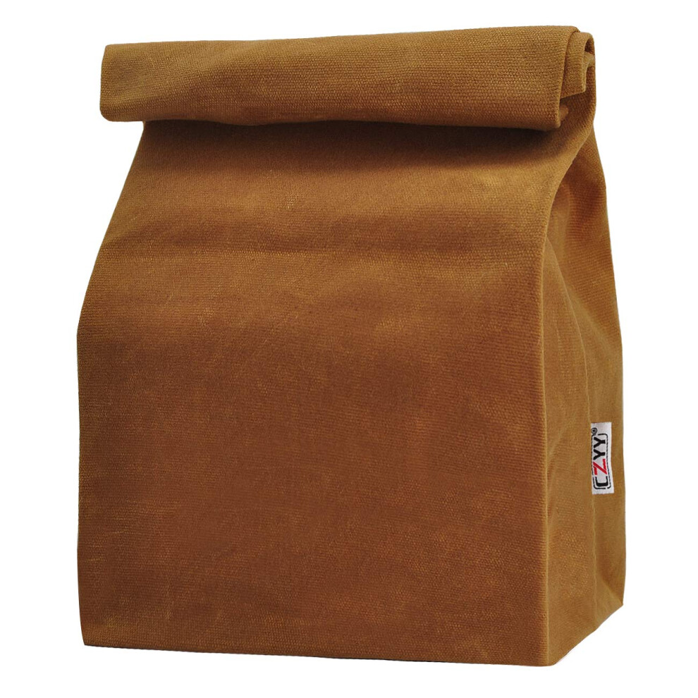 Tela Cerata Lunch Bags Brown Paper Bag – Dallo Stile Classico Aggiornato – Riutilizzabile E Lavabile, Worthbuy Lunch Box Per Uomini E Donne-image