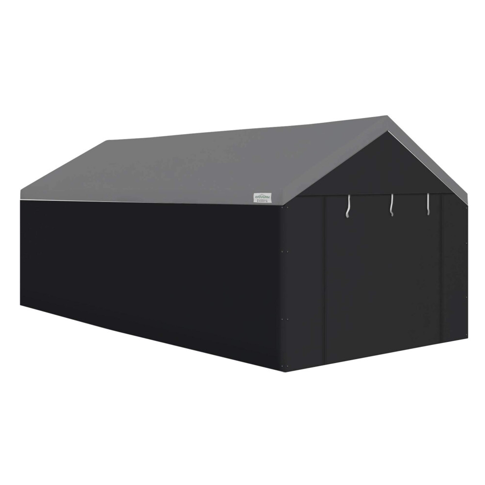 Caravan Canopy Domain 10 x 20 Foot Durable Sidewalls for Garage Carport Canopy Car Tent with Dual Zippers and Roll Up Door  Blac
