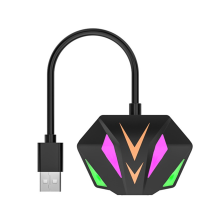 Adaptador USB para RJ45 Ethernet Placa de Rede 10/100/1000Mbps RGB Efeito Iluminação PC Computador Laptop Preto