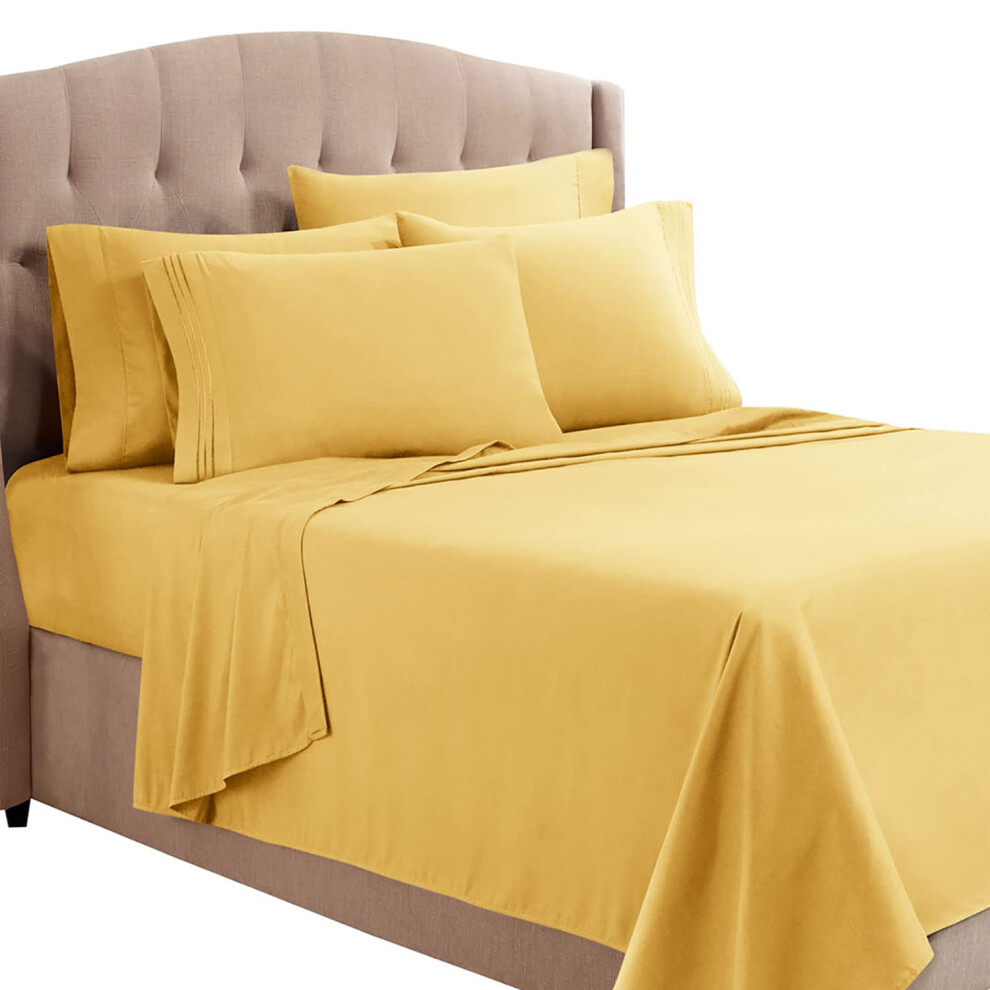 Parure de draps Clara Clark Twin 5 pi   ces - Draps de luxe pour lit double, draps et taies d'oreiller ultra doux, draps pour lit double, jaune doux