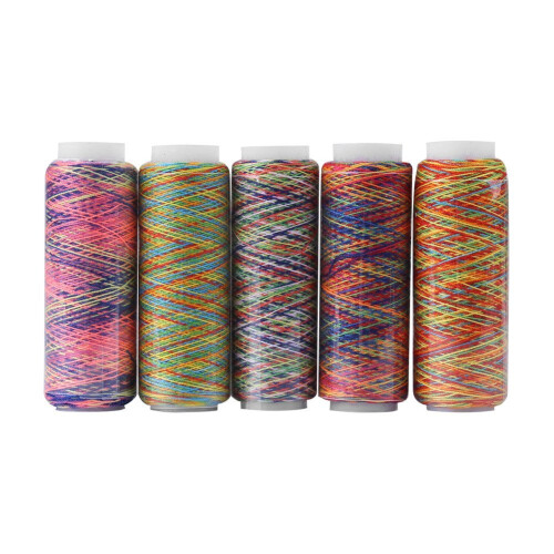 5pcs Multicolor Gradient Sewing Quilting Embroidery Thread Spools Garment Accessory