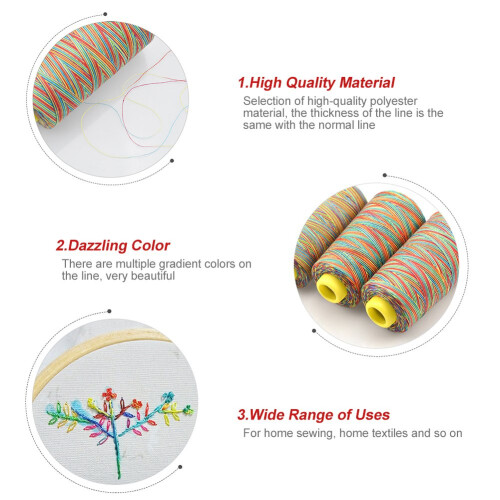 5pcs Multicolor Gradient Sewing Quilting Embroidery Thread Spools Garment Accessory 2