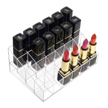 Benbilry Lipstick Holder 24 Slots Clear Acrylic Lipstick Organizer Display Transparent Makeup Organizer(24 slots)