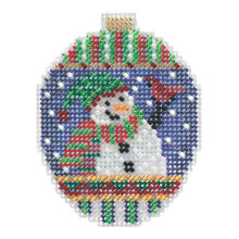 Kit di decorazioni a punto croce con perline con saluto del pupazzo di neve, Mill Hill 2018, perline per le festivit    MH211811