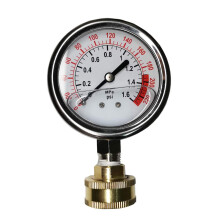Rustfrit st?l 304 v?skefyldt vandtryk testm?ler 0-220psi 2-1/2 """" Dial Display Oil Gauge.Female 3/4 """" GHT Garden Slangetr?d. (EN)