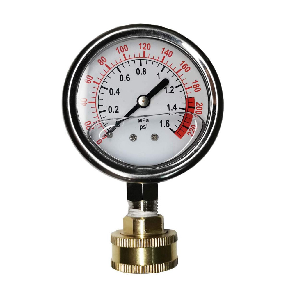 Stainless Steel 304 Liquid Filled Water Pressure Test Gauge 0-220Psi 607569658033