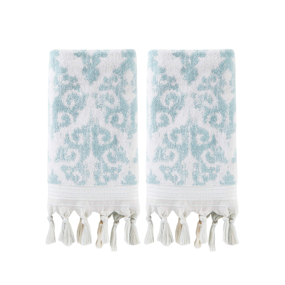 Ensemble de serviettes de toilette 100 % coton turc SKL Home Mirage Fringe Aqua