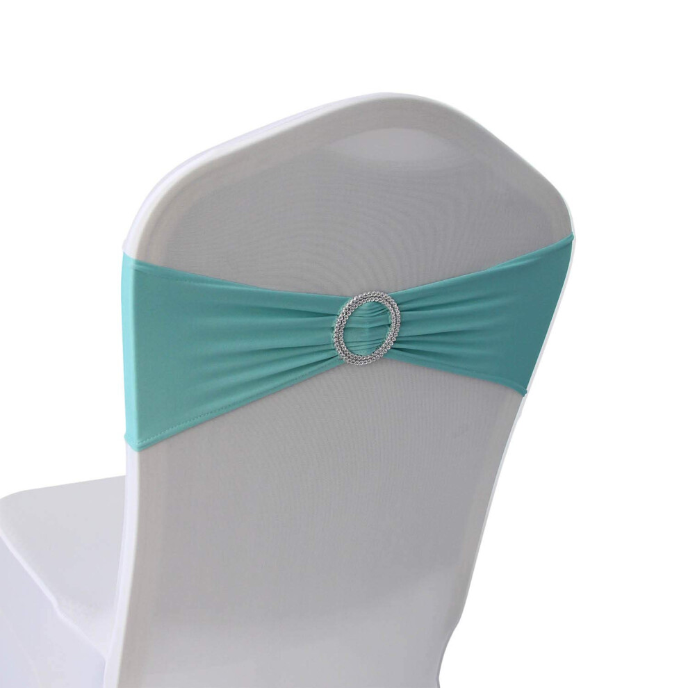 Welmatch Tf Blauwe Spandex Stoelbanden Sjerpen - 12 Stuks Bruiloft Banket Feest Evenement Decoratie Stoel Strikken (Tf Blauw 12)-image