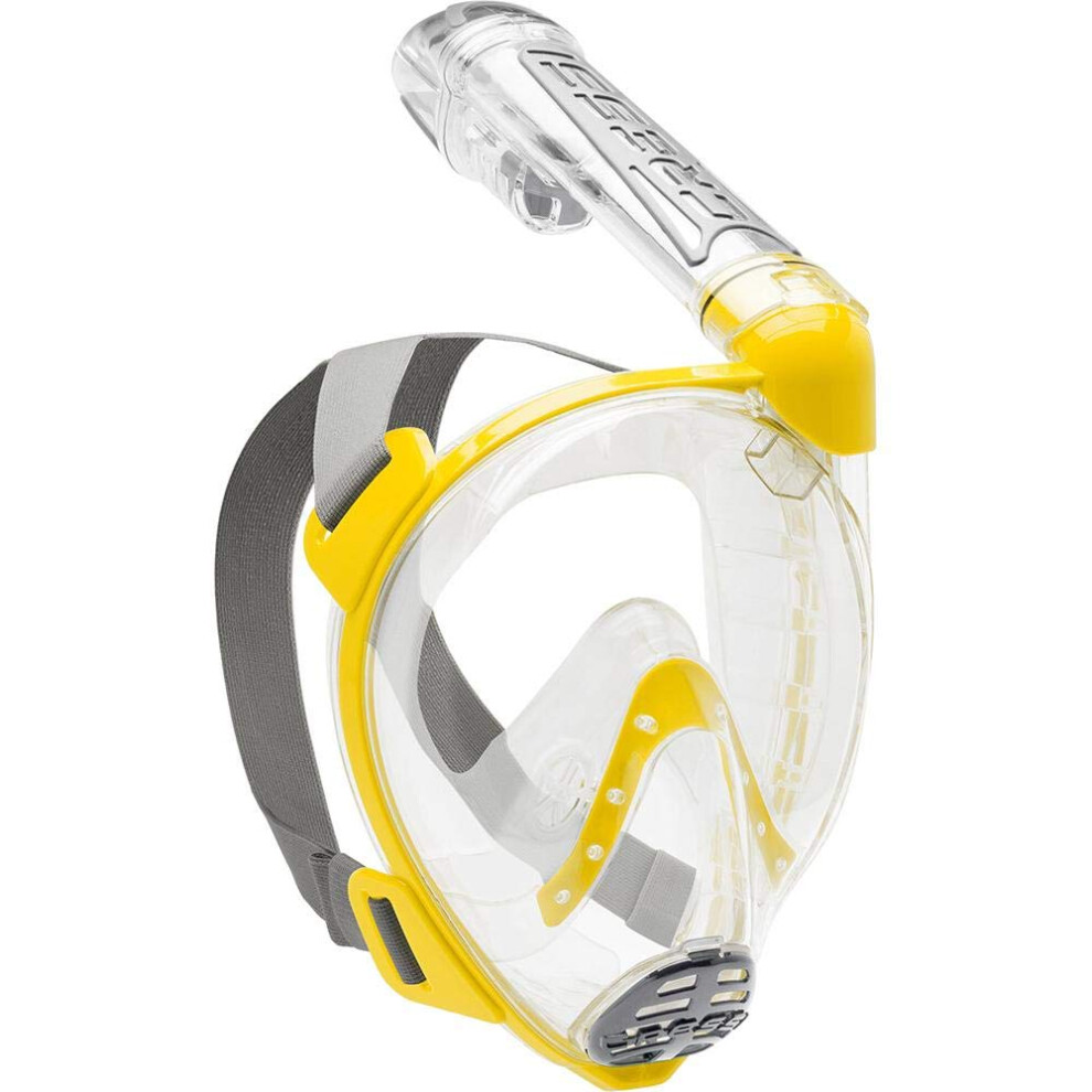 Cressi Duke, Maschera Integrale Grande Visione Snorkeling Con Tubo Dry Unisex Adulto, Giallo (Clear/Yellow), M/L-image