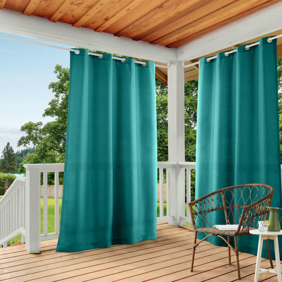 TOWN & COUNTRY BASICS Cabana Solid GT Indoor/Outdoor Light Filtering Grommet Top Curtain Panel Pair  54x120  Dark Teal  2 Piece
