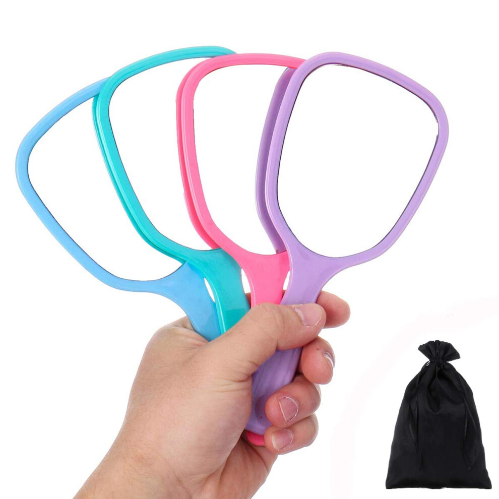 Aestivate 4Pc Hand Mirror Travel Handheld Mirror Cosmetic Mirror With Handle (4Pc)