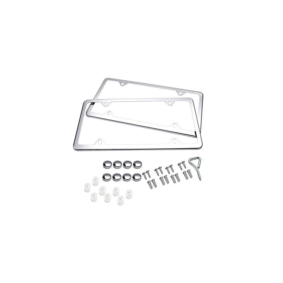 Blvdlpf Obey Your Luxury License Plate Frames 2 Pcs 4 Holes Slim Stainless Steel Polish Mirror License Plate Frame Chrome Sc 011586909632