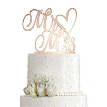 Mr and Mme Cake Topper - Dcorations de Toppers de gteau de fianailles de marie et de mari (Mirror Rose Gold Acrylique)
