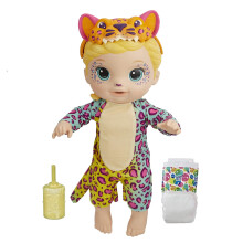 Poup e Baby Alive Rainbow Wildcats, accessoires l opard, boit et mouille, jouet l opard pour enfants partir de 3 ans, cheveux blonds
