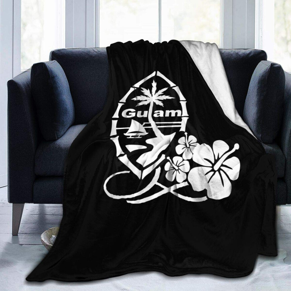 Couverture en polaire ultra douce et légère en micro-sherpa avec motif de fleurs d'hibiscus de Guam, idéale pour le lit, le canapé ou le salon, t