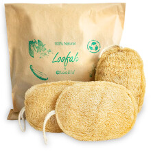 Spugna Esfoliante Naturale in Luffa (3 Pezzi) - Scrub Corpo in Luffa - Luffa Organica - Spugna da Doccia