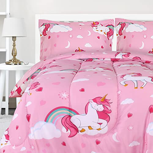 Utopia Bedding Σετ Κουβερλί Μονό με Μοτίβο Μονόκερου και 2 Μαξιλαροθήκες