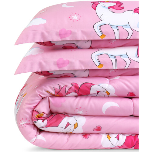 Utopia Bedding Σετ Κουβερλί Μονό με Μοτίβο Μονόκερου και 2 Μαξιλαροθήκες 1