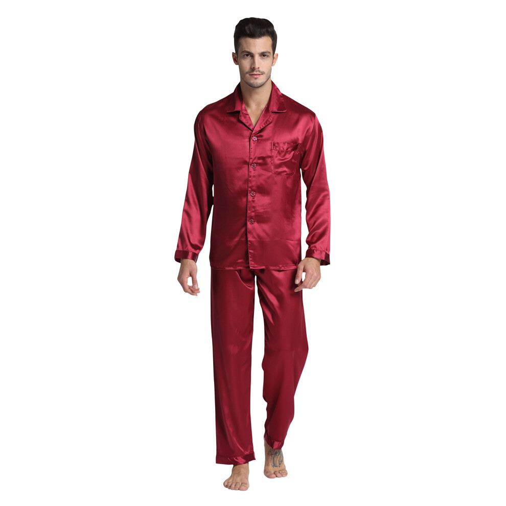 Ensemble de pyjama classique en satin pour homme TONY & CANDICE (bordeaux, XXXX-Large)