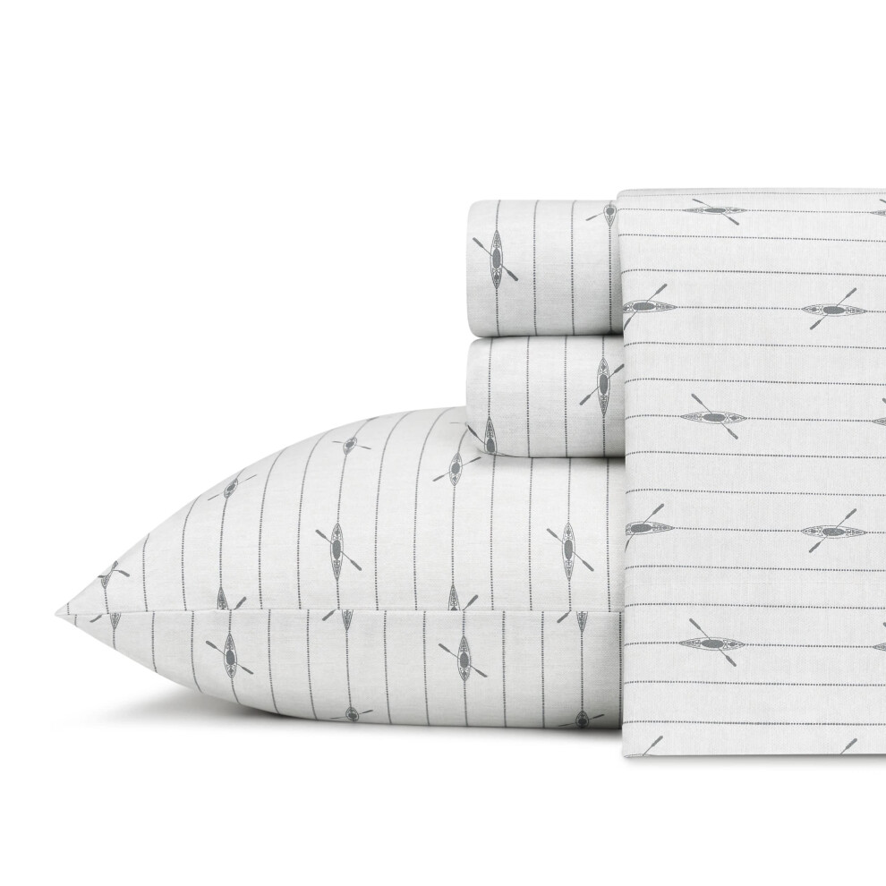Eddie Bauer - Parure de lit en percale de coton pour lit double XL, d   coration d'int   rieur fra   che et tendance (Downstream Twin XL)