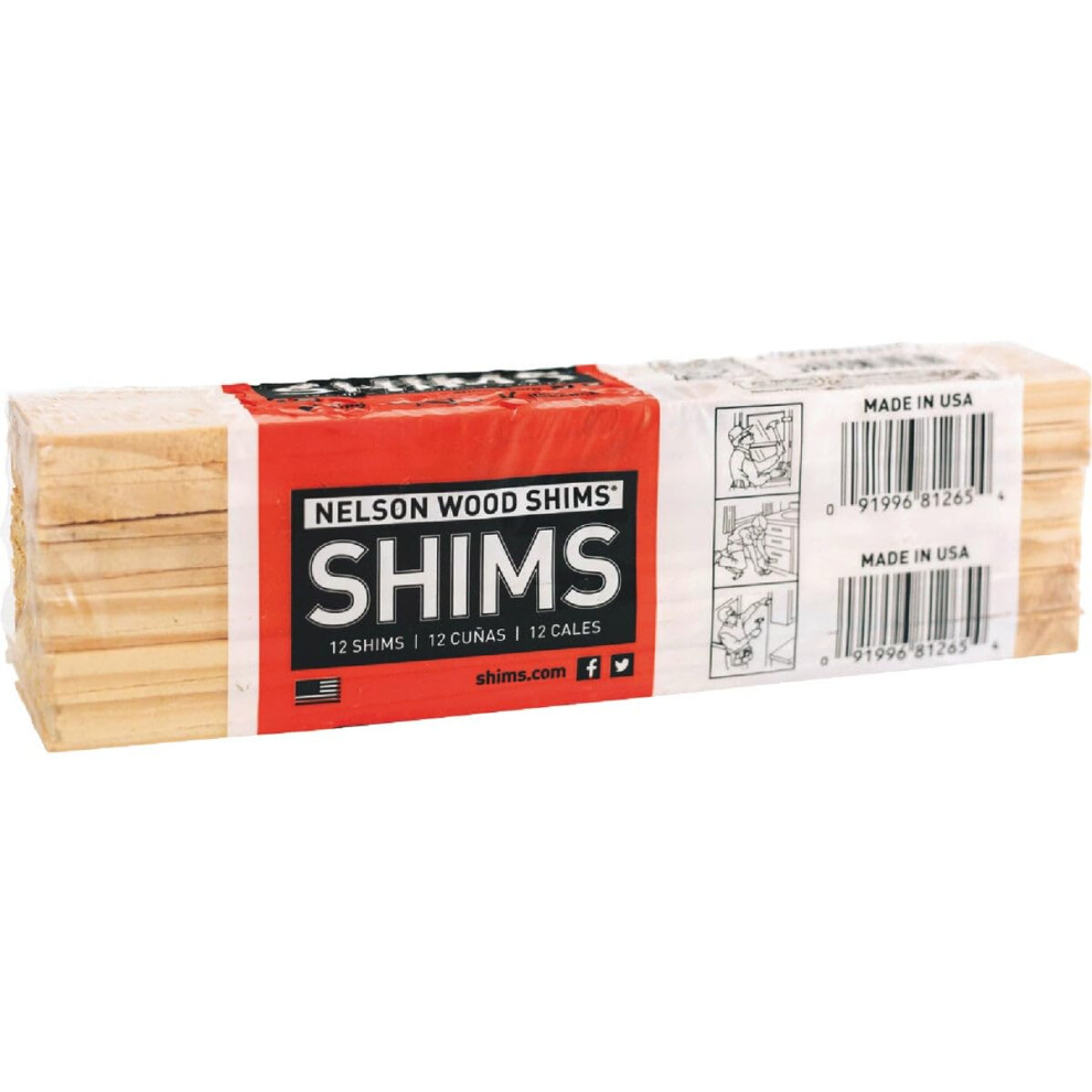 Nelson Wood Pine Shims 8"""" 12 Pack - Kiln Dried Wood - Case of 36 (Total 432 Shims)-image-OPC-PFN9BPQ-NEW