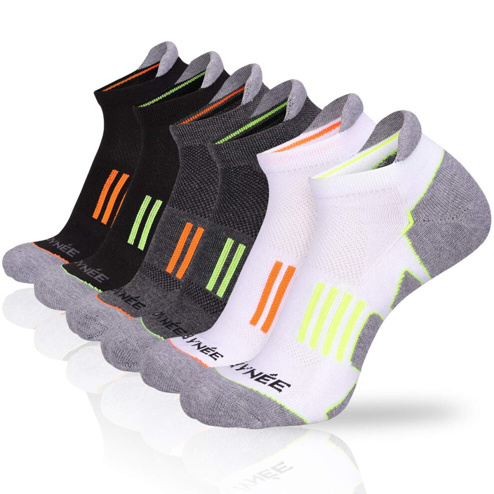 JOYNAE Lot de 6 paires de chaussettes basses athl   tiques invisibles pour homme, confortables et rembourr   es