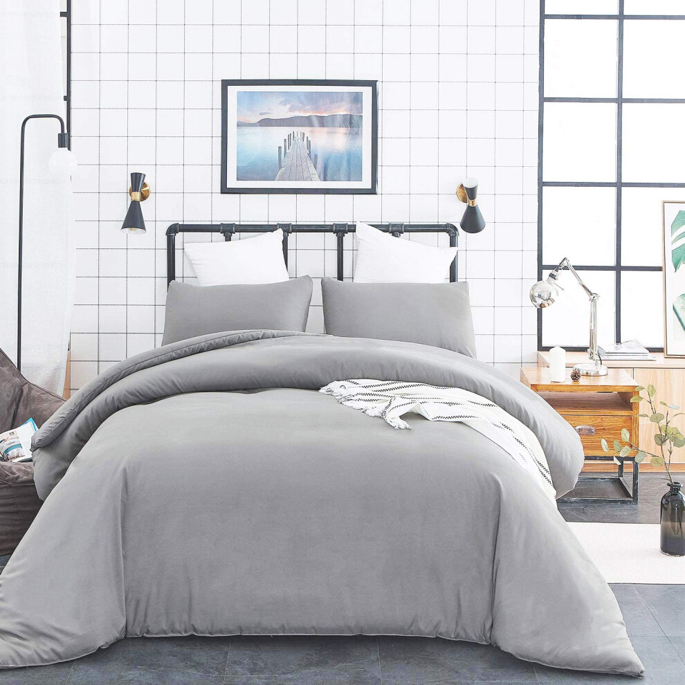 Houseri Couette Gris Clair King Size Ensemble de Couette Grise King Size Ensembles de Couettes Gris Argent    pour Femmes Hommes Ensembles de Couet