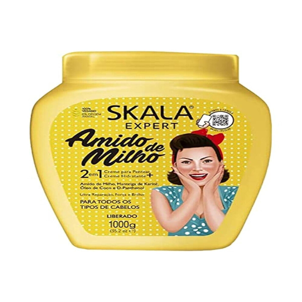 Skala - Linha Expert - Creme de Tratamento 2 em 1 Amido de Milho 1 Kg - (Expert Collection - Corn Starch 2 in 1 Treatment Cream Net 33.81 Oz)