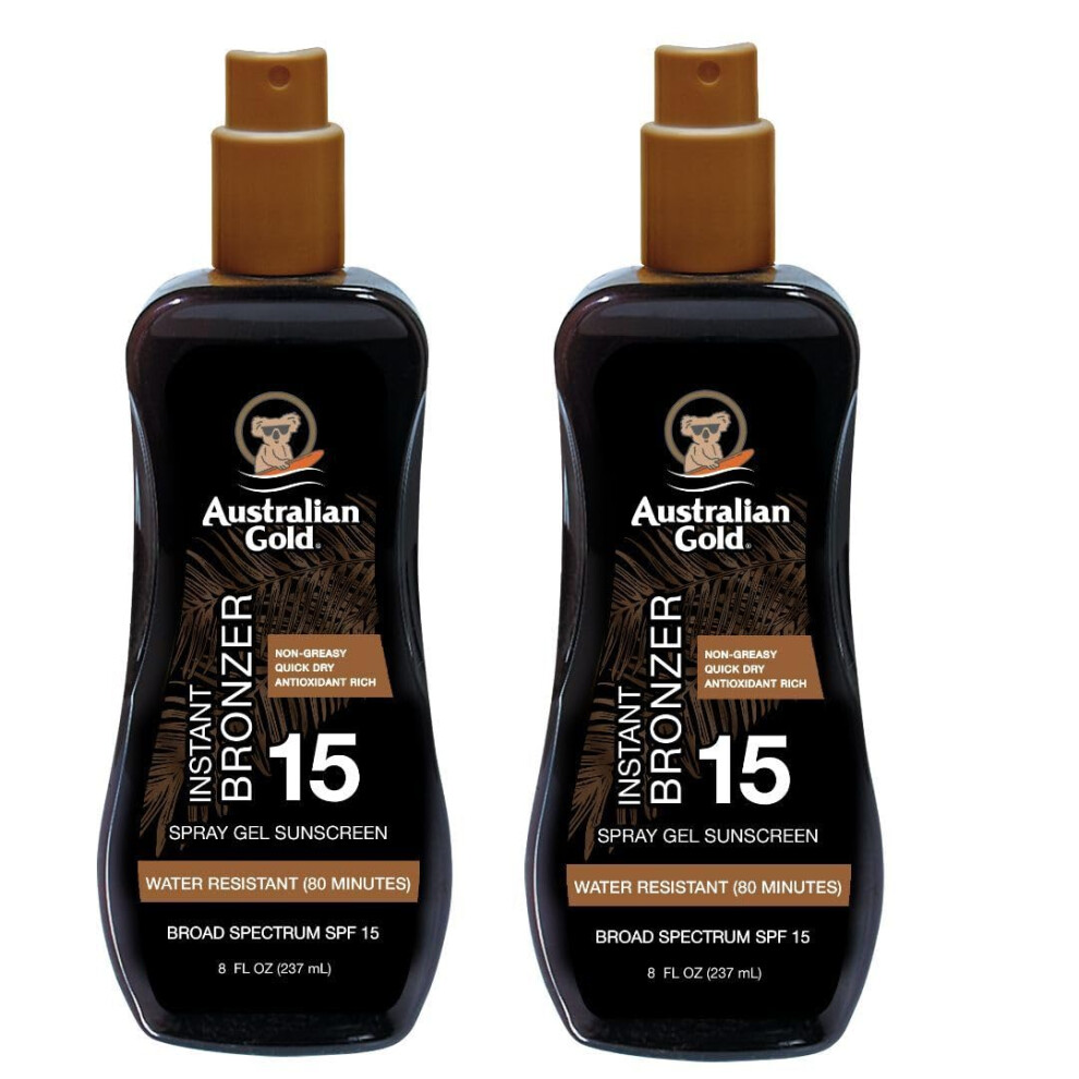 Australian gold SPF 15 Spray gel Bronzer, 16 Fl Oz, (Pack of 2)