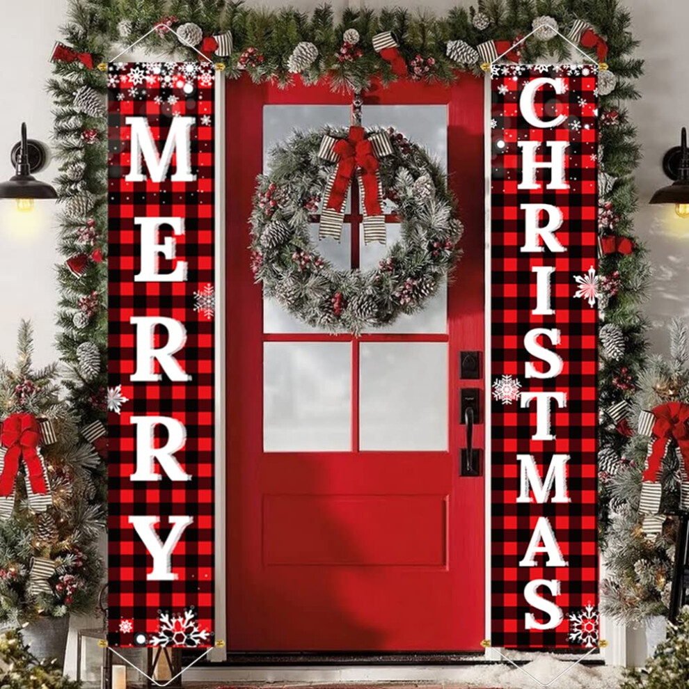 Ivenf Christmas Decorations Outdoor Yard Front Porch Sign Set Red Bla