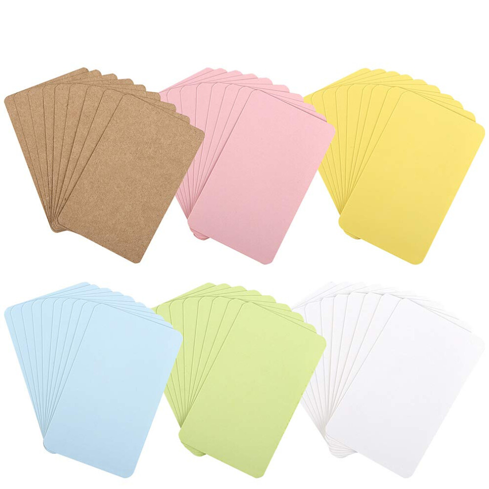 Lot De 100 Cartes De Visite Vierges En Papier Kraft, 9 X 5 Cm, 6 Couleurs, Avec Mots, Messages, Notes, Tiquettes, Mini-Cartes Artisanales, Cadea-image