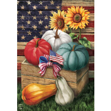 Patriotic Pumpkins Autumn Garden Flag Sunflowers USA 12.5"""" x 18"""" Briarwood Lane