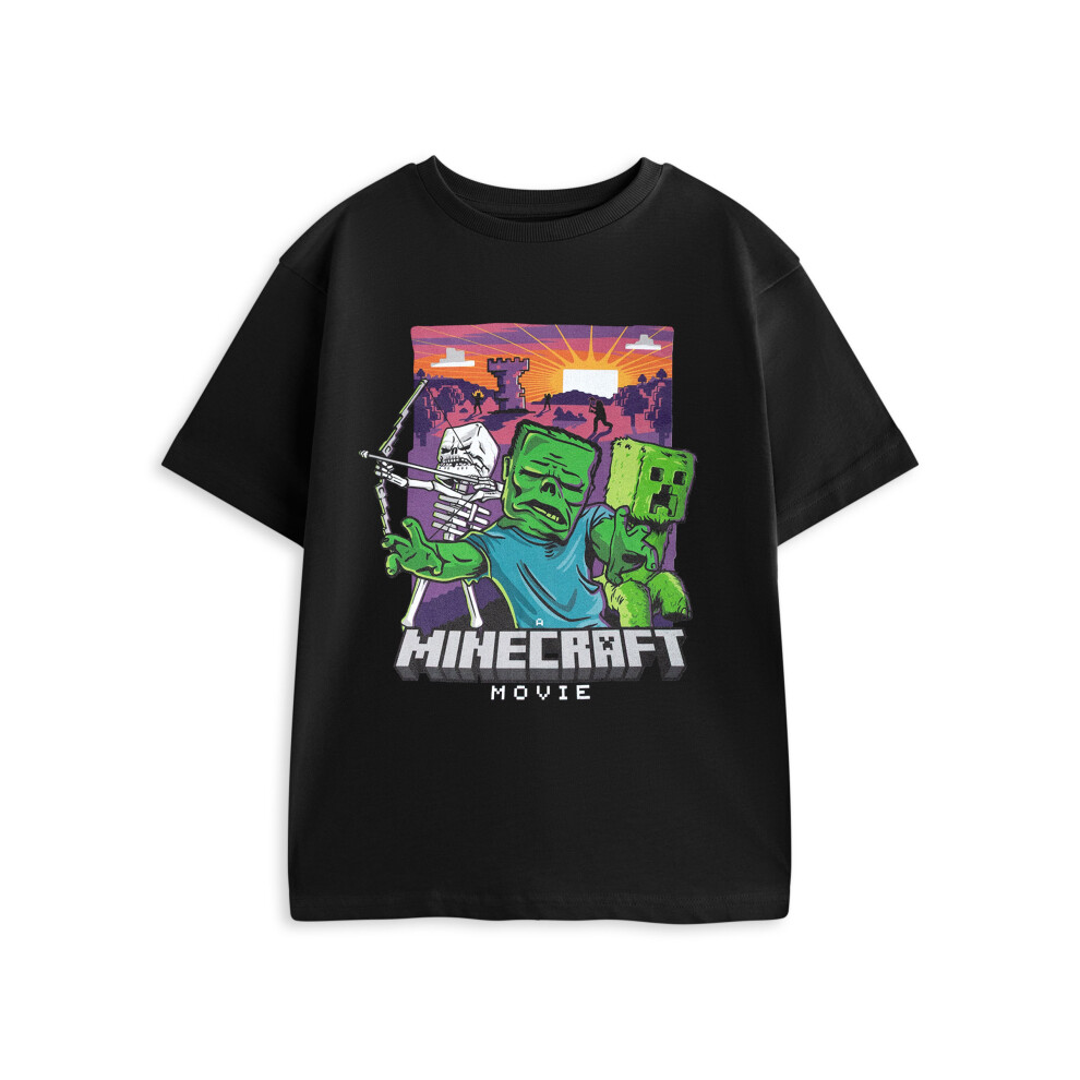 (11-12 Years) Minecraft Short Sleeved T-Shirt (Boys Black)