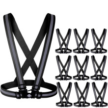 Dazonity Colete de Segurança Alta Visibilidade, 10 Packs, Preto, Leve, Ajustável & Elástico, Faixas Reflexivas